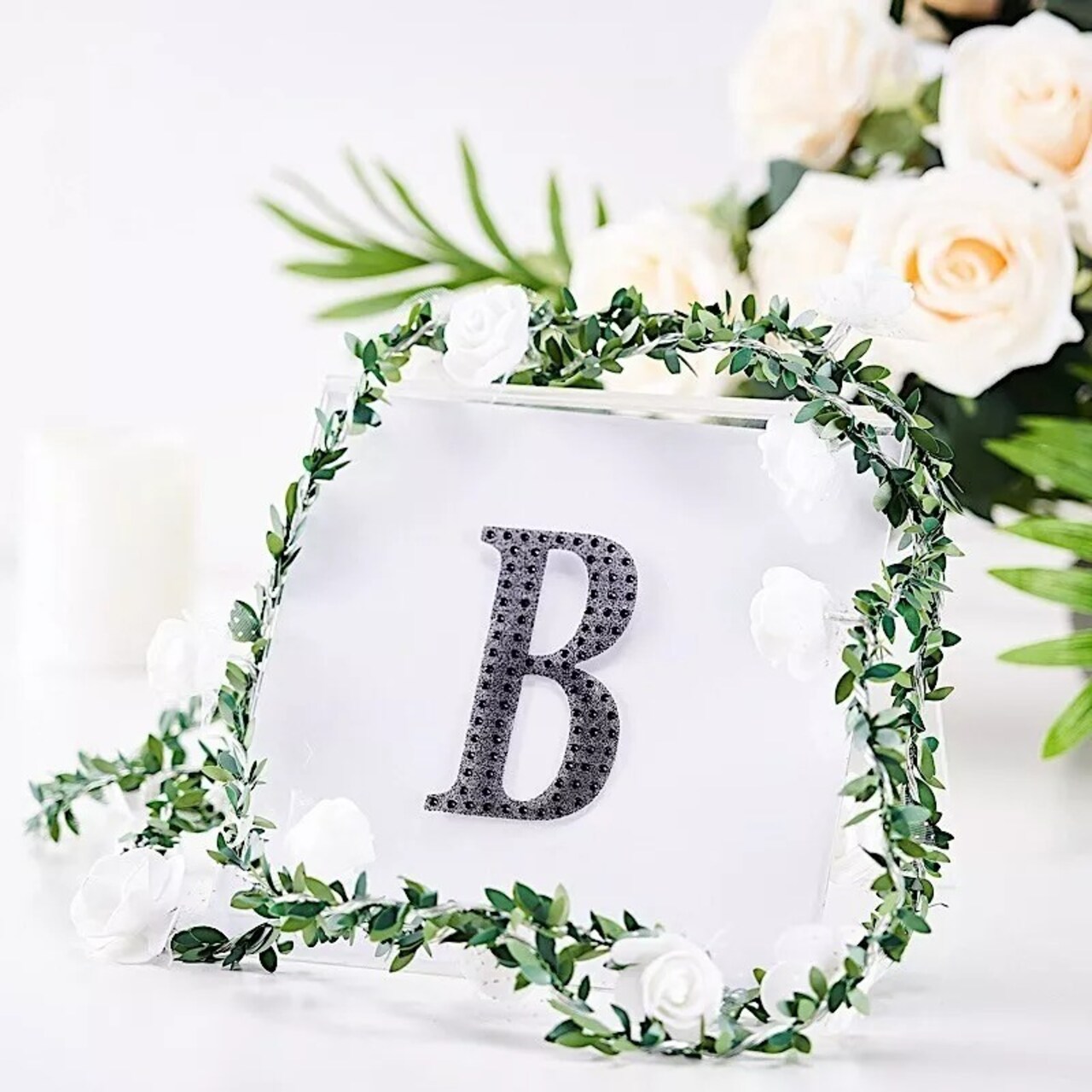4" tall BLACK Letter B Self-Adhesive Rhinestones GEM STICKERS